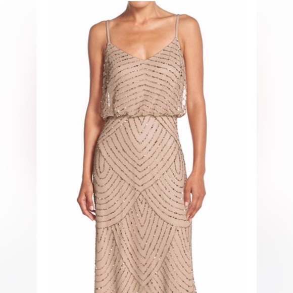 Adrianna Papell Art Deco Beaded Blouson Gown - Picture 1 of 12